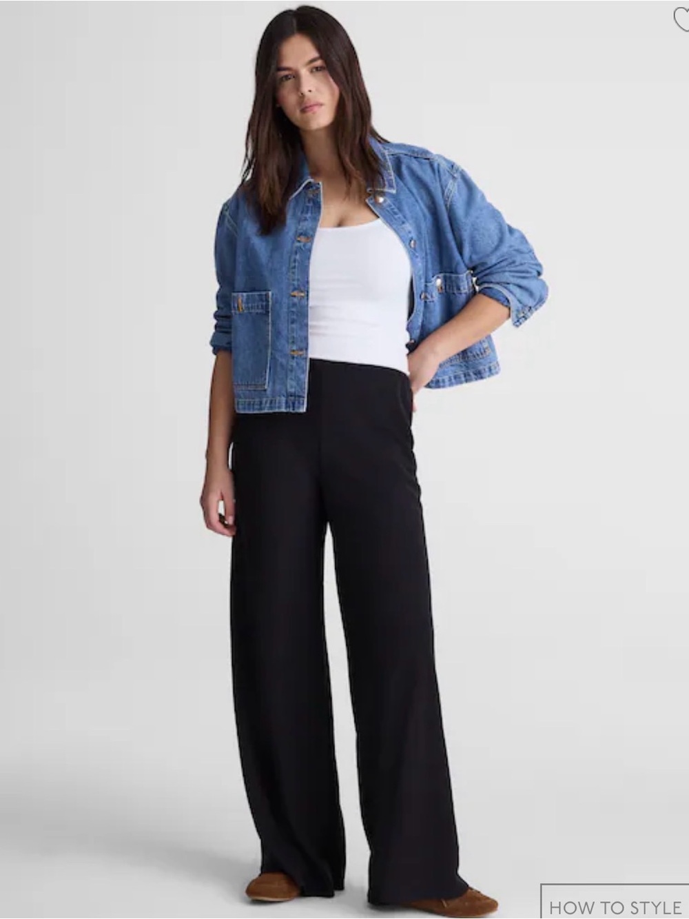 MADEWELL M black Pull-On palazzo Pants in Crepe NY506